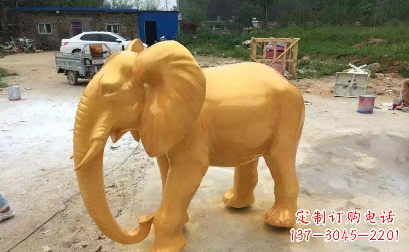 贵州精美的大象玻璃钢仿铜雕塑