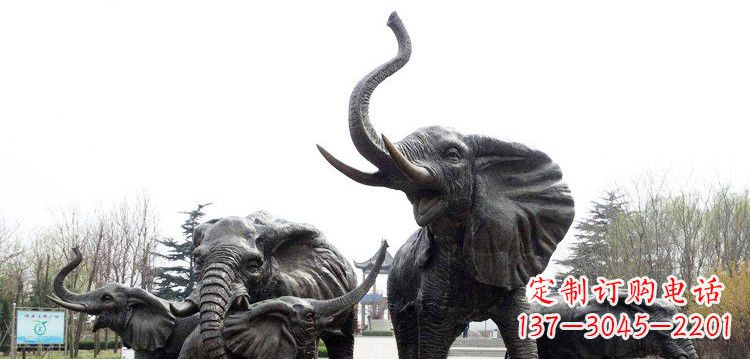 贵州浓情大象群铜雕景观