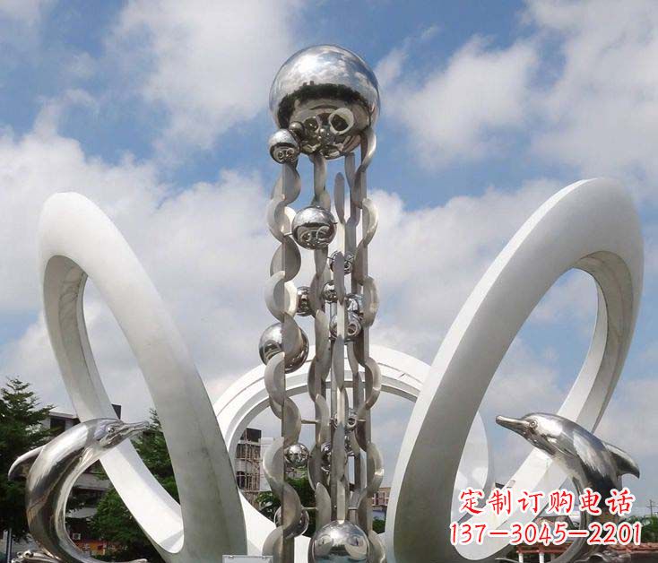 贵州精致不锈钢海豚雕塑