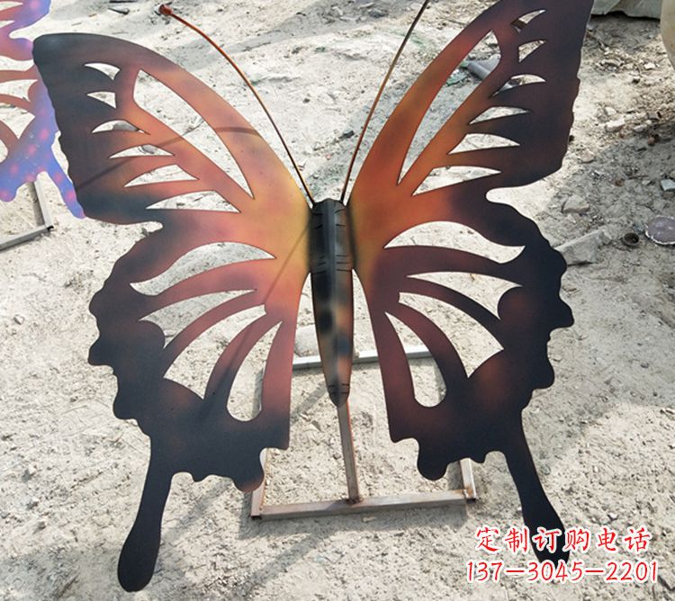 贵州大型不锈钢铁艺蝴蝶雕塑,户外公园园林彩色昆虫摆件