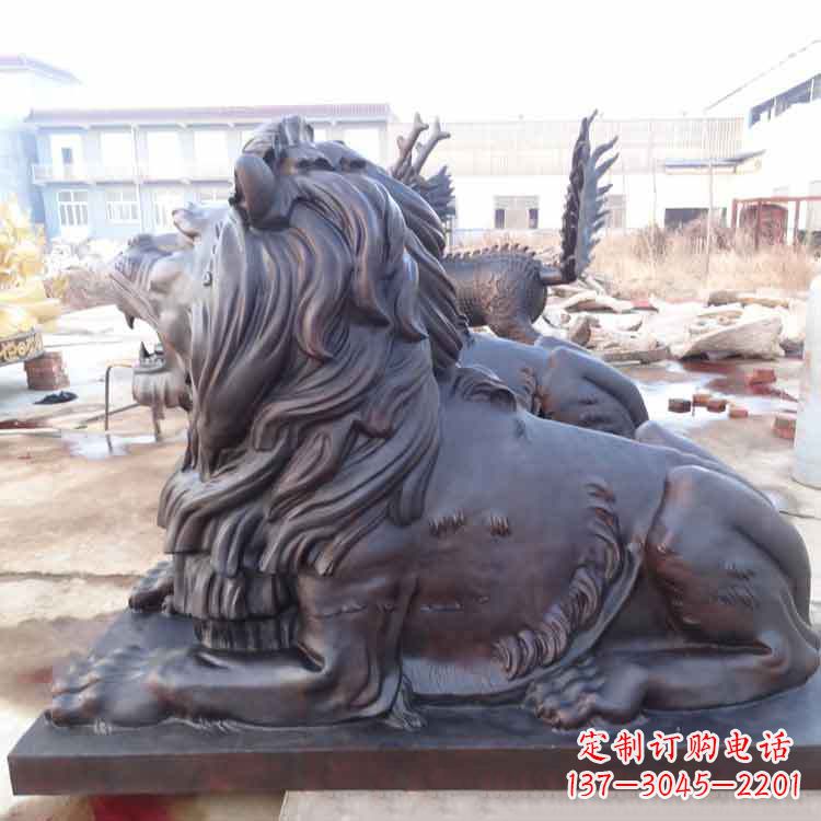 贵州大型纯铜港币狮子动物雕塑