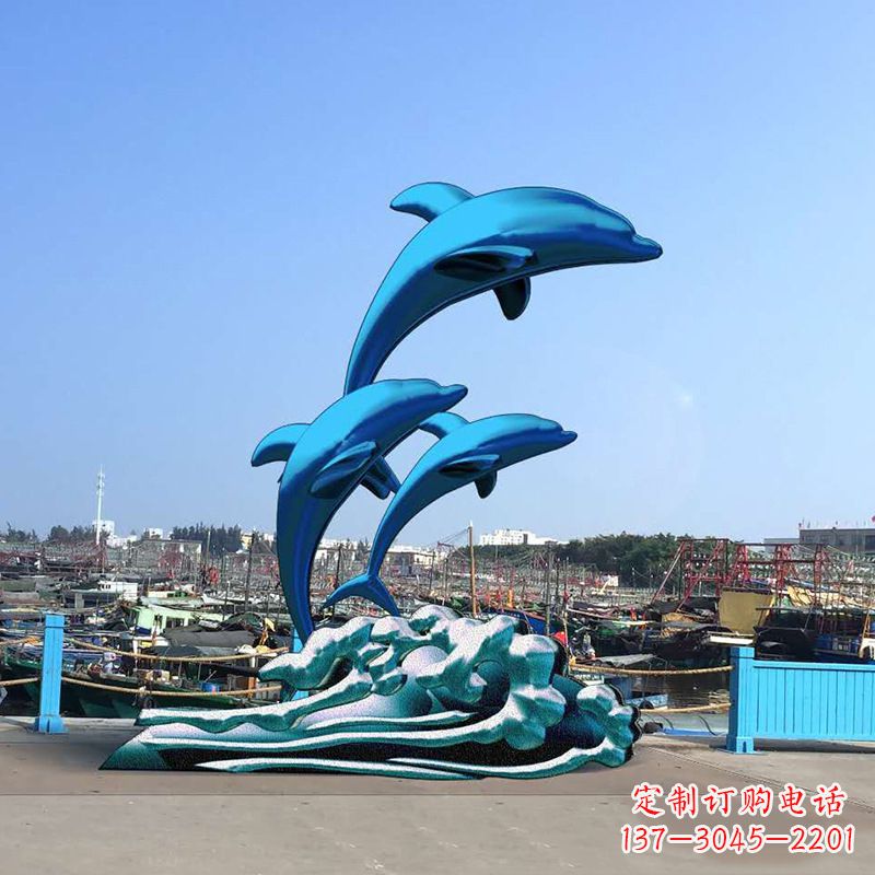贵州大型海豚玻璃钢景观雕塑