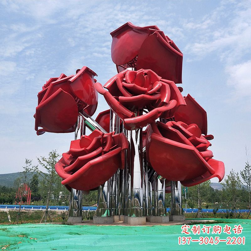 贵州精美不锈钢玫瑰花景观雕塑