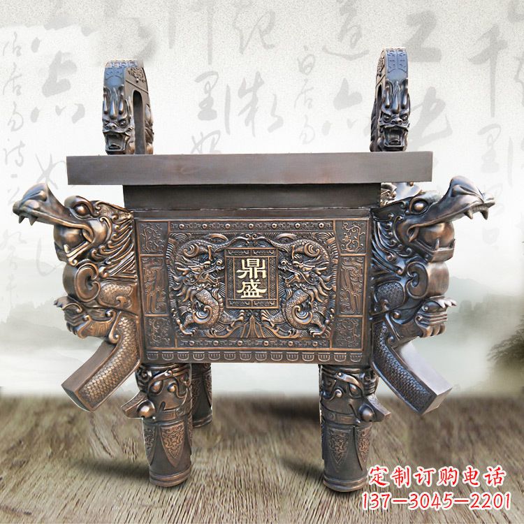 贵州典雅双龙四龙铜鼎雕塑