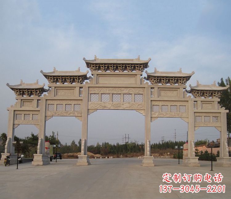 贵州大型五门牌坊石雕精美雕塑
