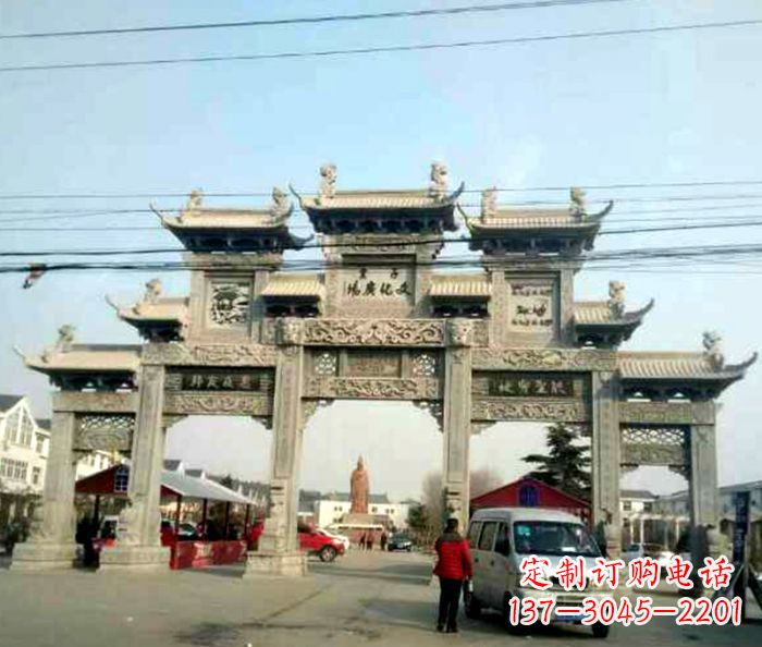 贵州大型五门石雕牌坊 (3)
