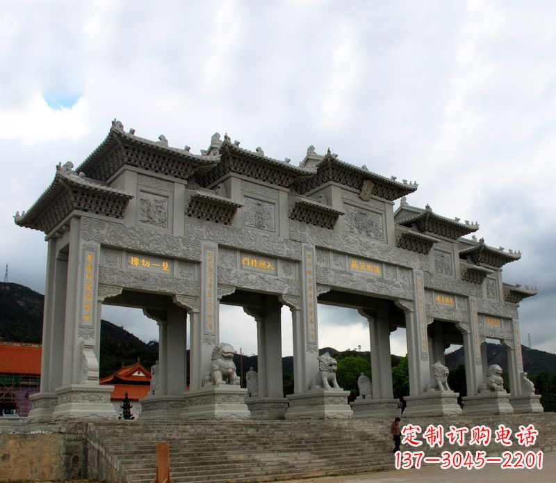 贵州大型五门石雕牌楼雕塑