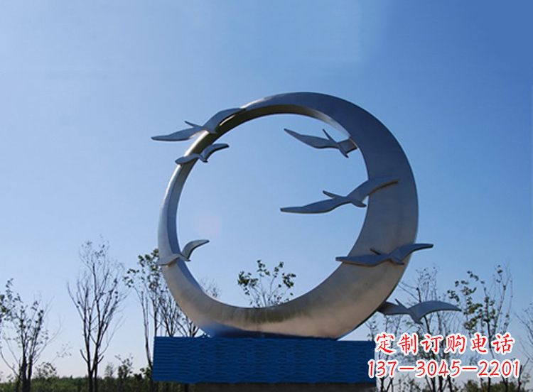 贵州大雁不锈钢景观标识，公园鸟类创意雕塑