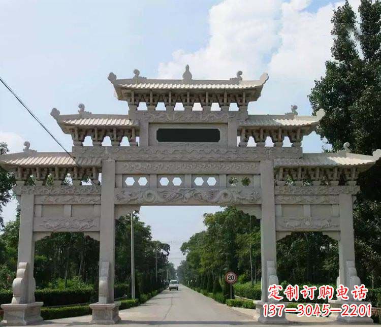 贵州道路三门牌坊石雕