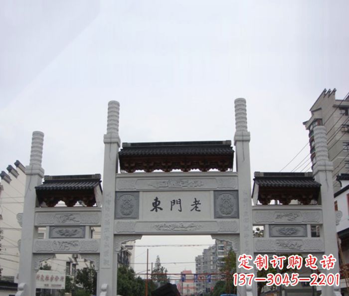 贵州精美三门石牌坊雕塑