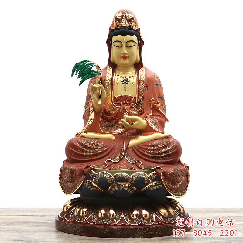 贵州精美观音彩绘铜雕雕塑摆件