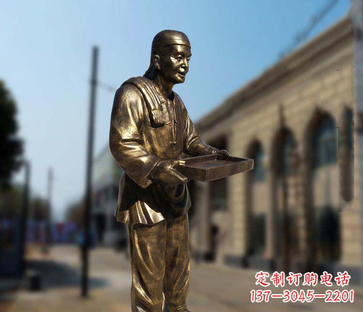 贵州古典神秘的店小二人物铜雕
