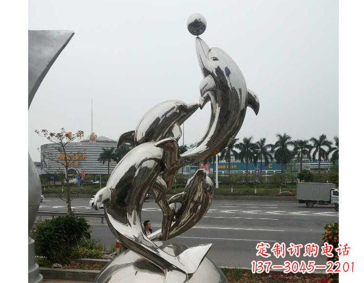 贵州海豚精美不锈钢雕塑