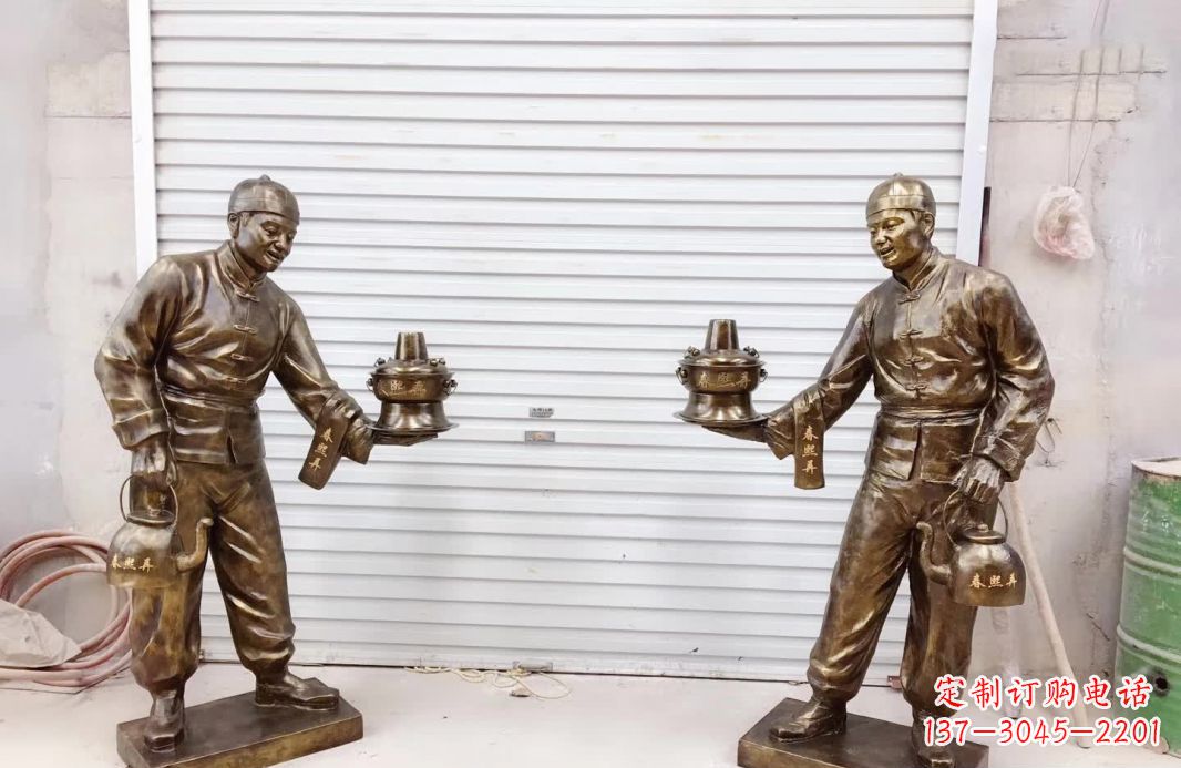 贵州端茶店小二铜雕塑