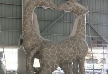 贵州大理石艺术精美长颈鹿雕塑