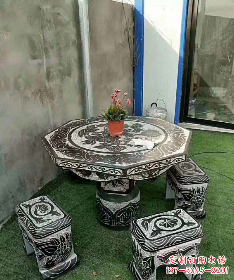 贵州多边形石头桌凳雕塑