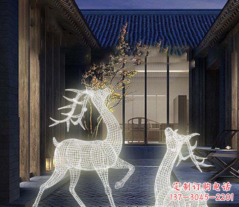 贵州发光镂空梅花鹿景观雕塑