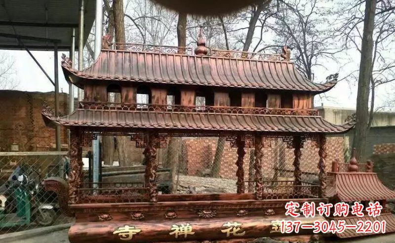 贵州方形寺庙香炉铜雕