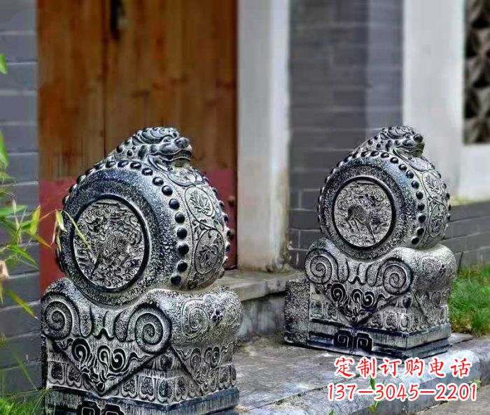 贵州精美仿古抱鼓石门墩雕塑