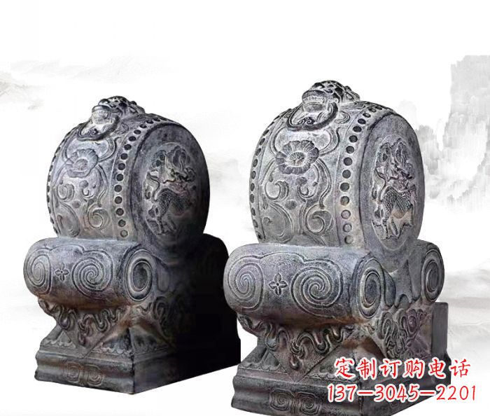 贵州仿古抱鼓石门墩雕塑