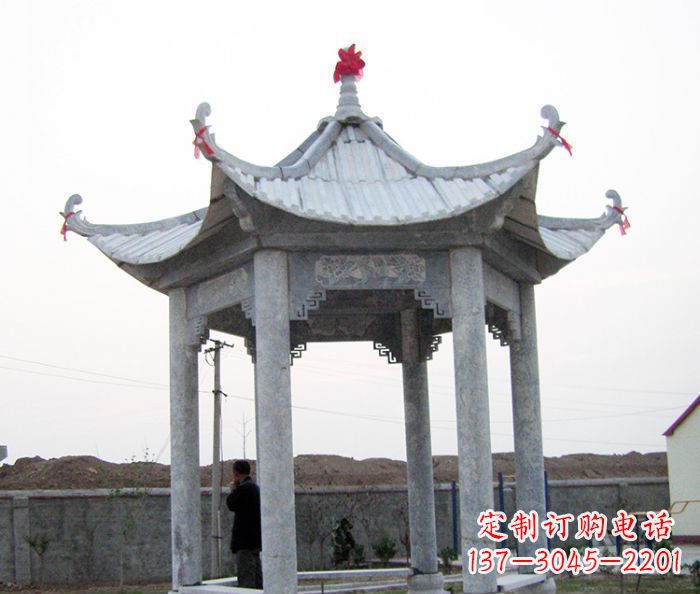 贵州仿古六角石凉亭雕塑