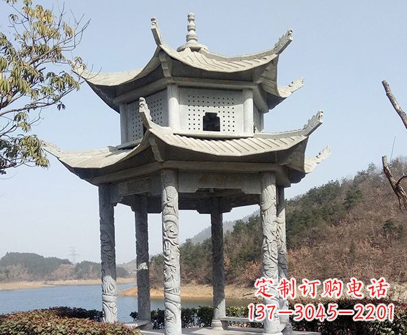 贵州仿古六角双层凉亭石雕