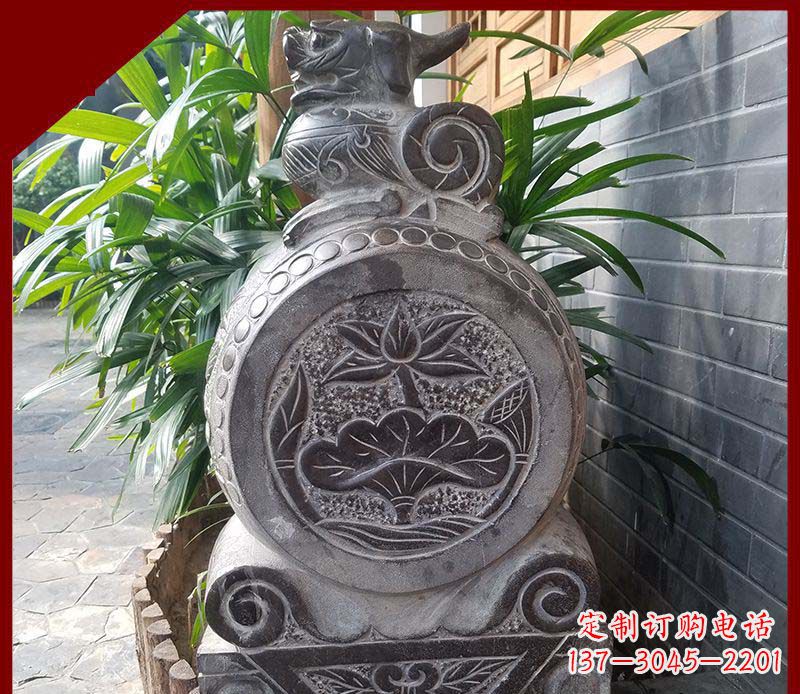 贵州仿古貔貅抱鼓石招财镇宅门墩石雕
