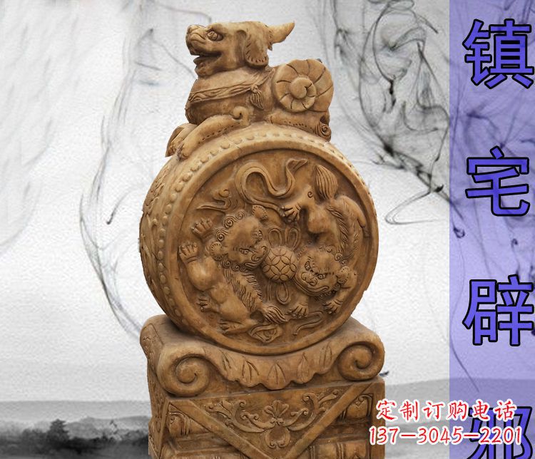 贵州仿古貔貅门墩镇宅辟邪石雕