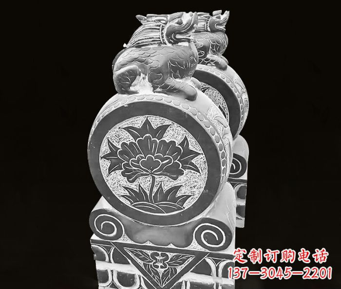 贵州仿古麒麟抱鼓石镇宅石门墩