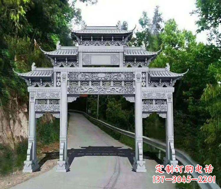贵州仿古三门牌坊石雕