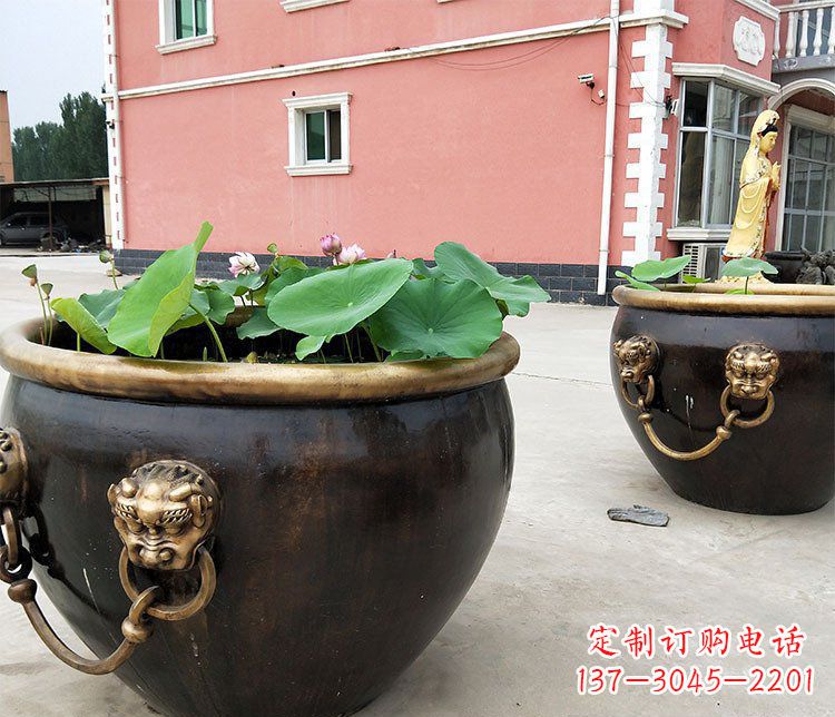 贵州精美铜雕狮子头水缸