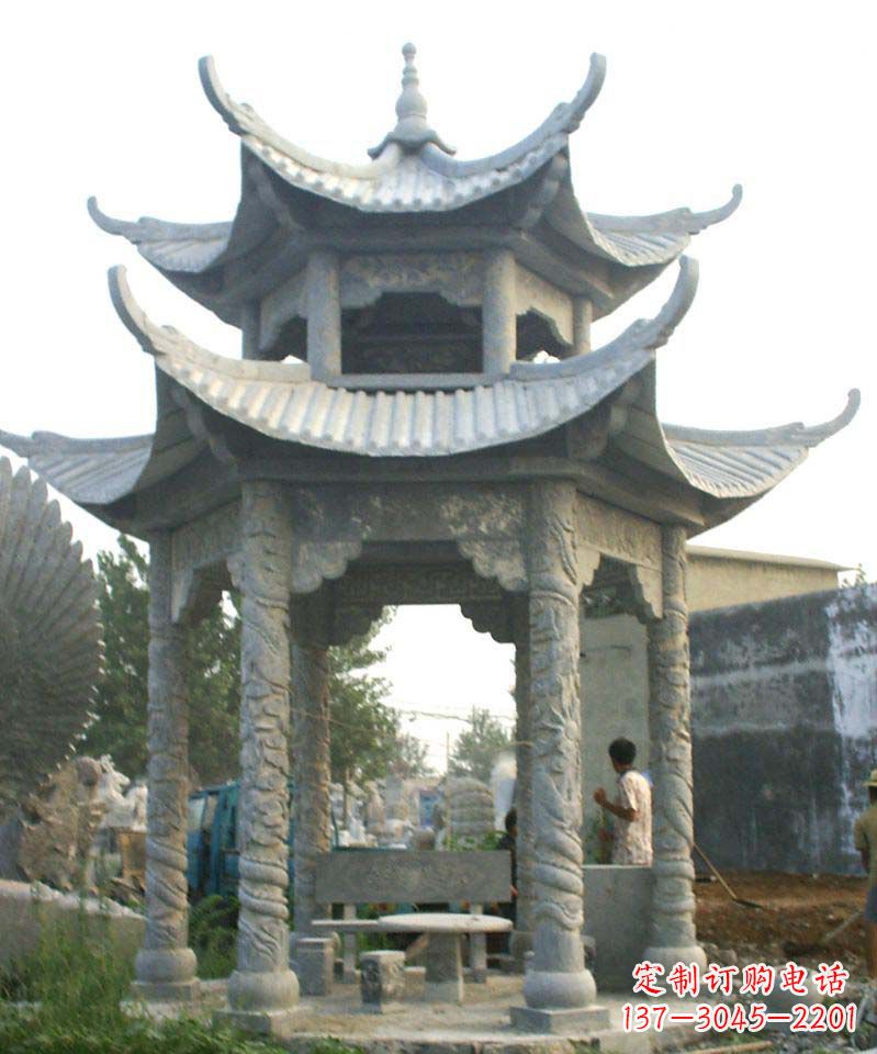 贵州传统工艺石雕凉亭,精美细致,给你温馨家园