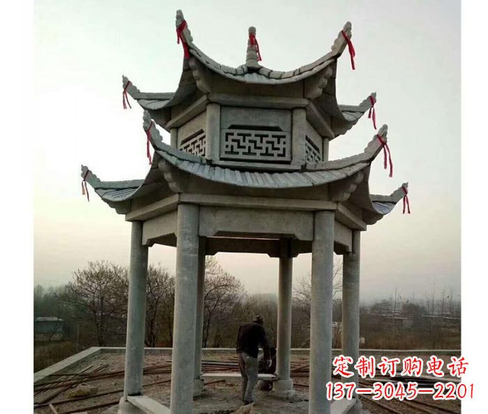 贵州仿古双层石雕凉亭