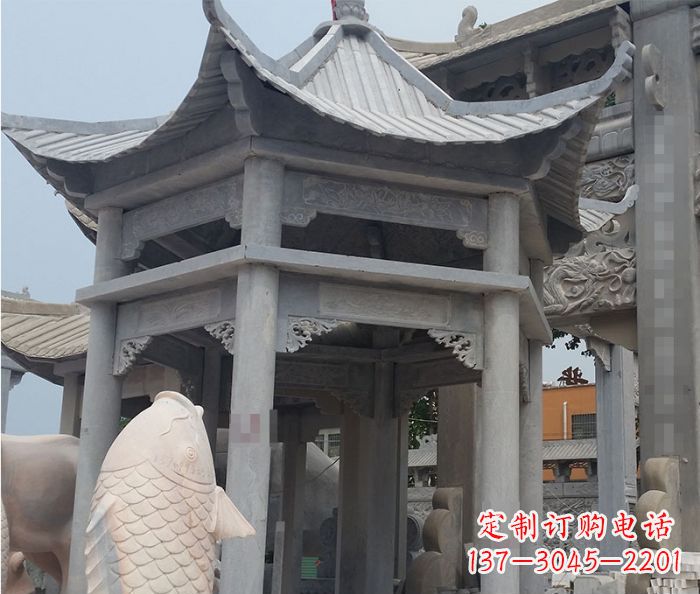 贵州精美仿古双层石雕凉亭