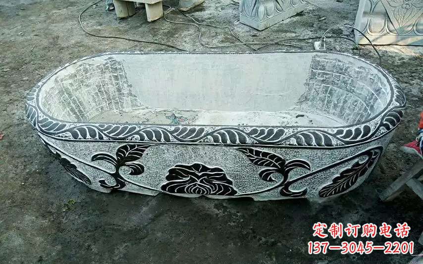 贵州风格独特的仿古石头水缸雕塑