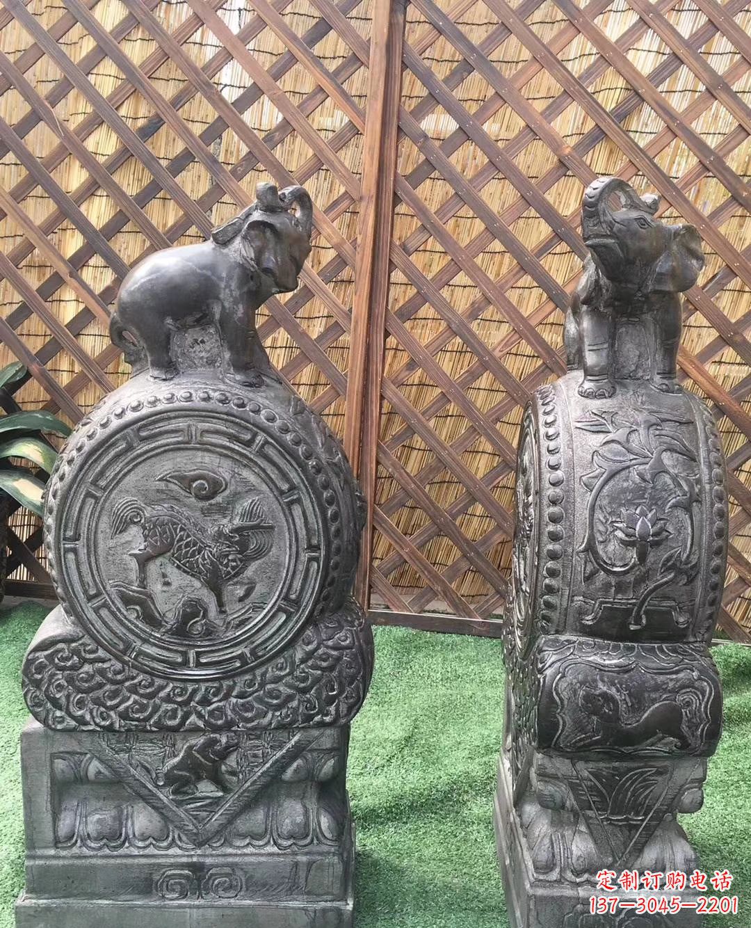 贵州仿古小象抱鼔石