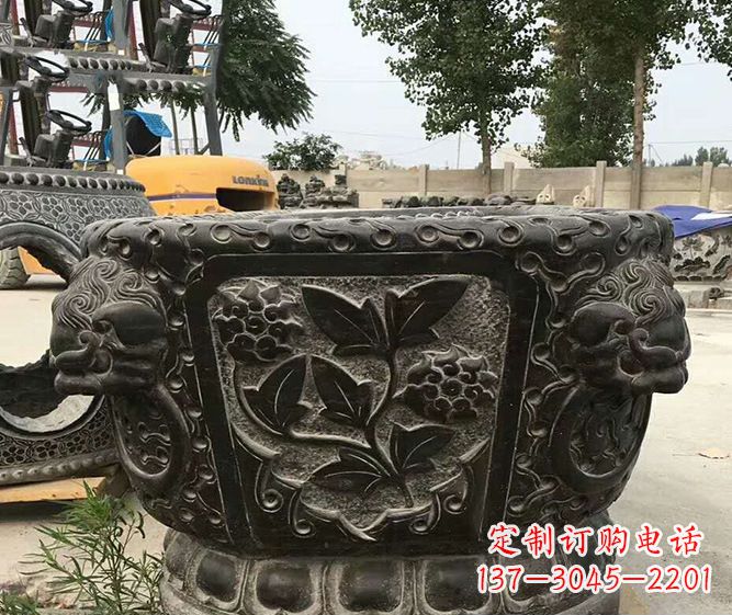 贵州仿古招财水缸石雕 (3)
