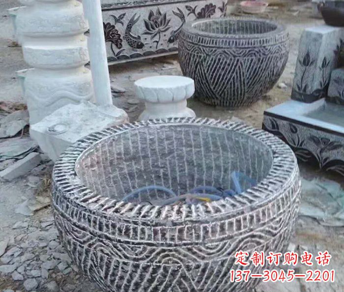 贵州精美仿古石雕水缸