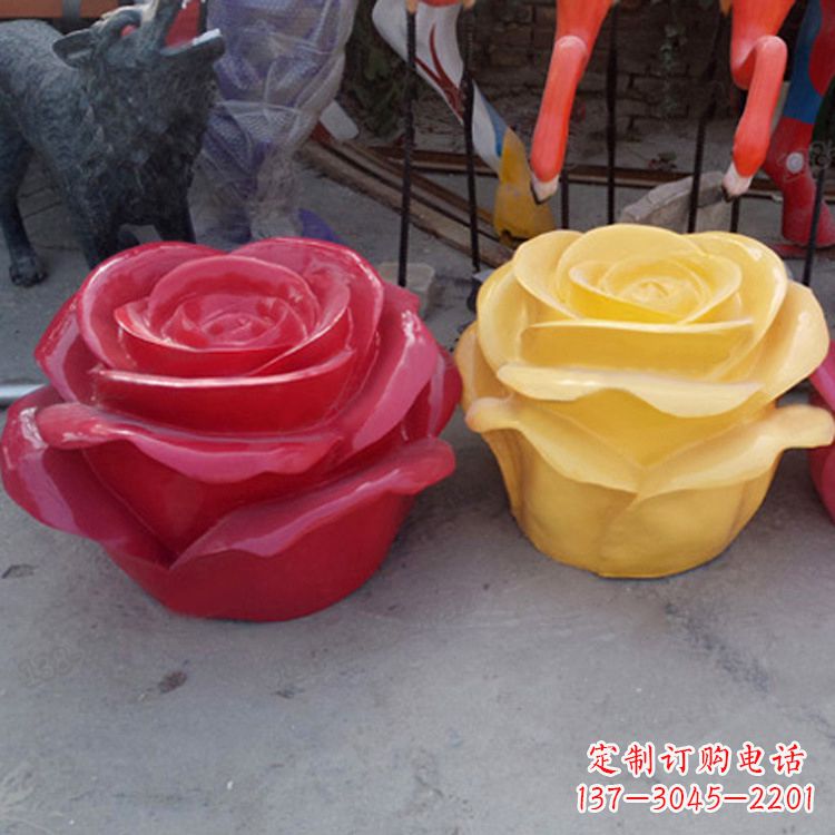 贵州精美仿真玻璃钢玫瑰雕塑