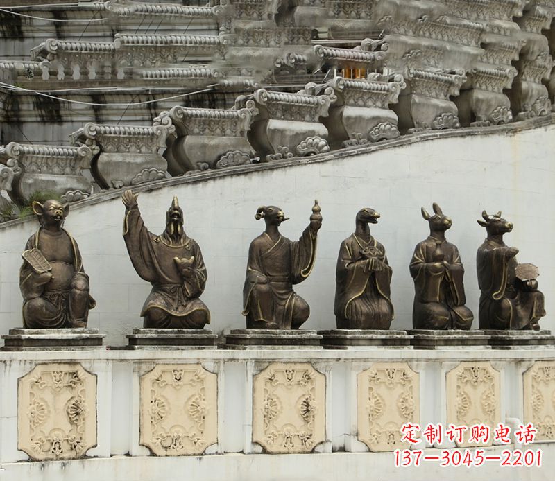 贵州仿真十二生肖铜雕塑