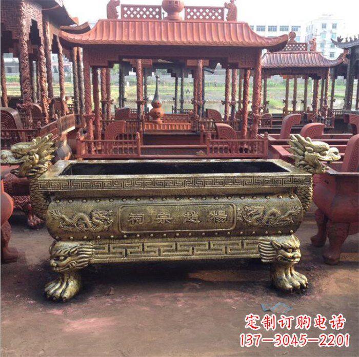 贵州浮雕麒麟铜香炉