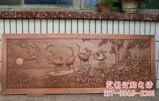 贵州富贵仙鹤浮雕锻铜雕塑