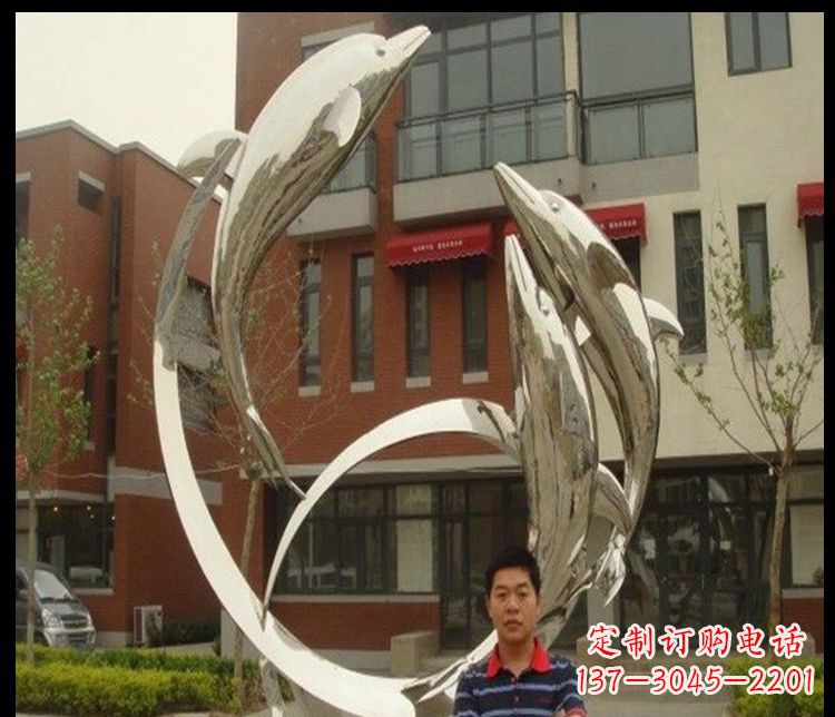 贵州精细不锈钢海豚雕塑