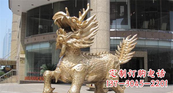 贵州中领雕塑,定制精美麒麟神兽铜雕