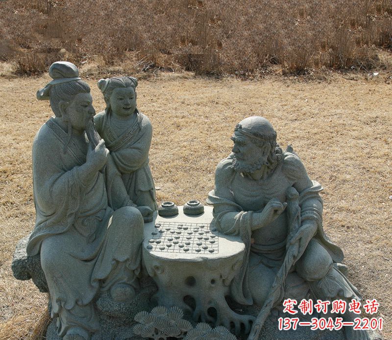 贵州八仙下棋铜雕塑