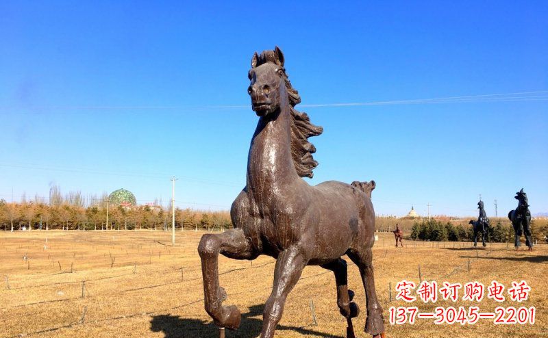 贵州公园奔跑的马动物铜雕 (3)