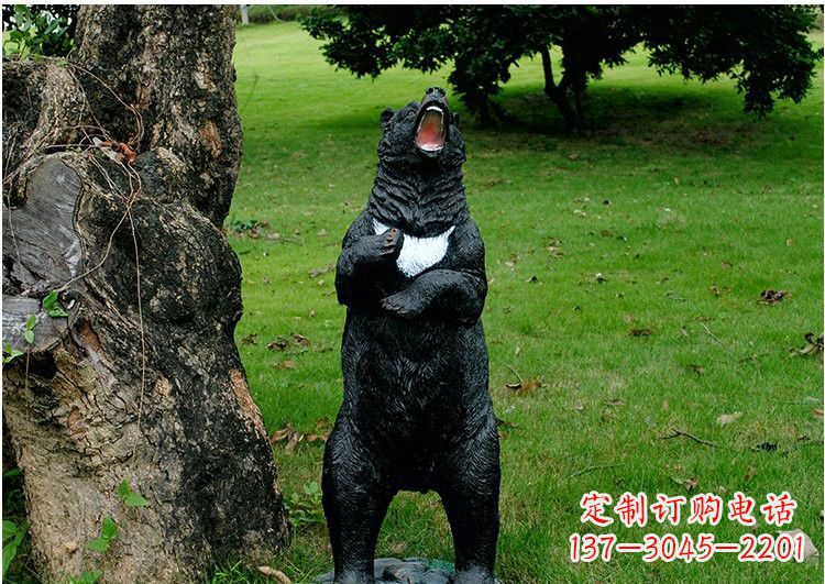 贵州公园风情玻璃钢仿真黑熊雕塑