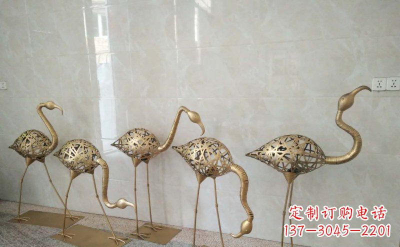 贵州不锈钢抽象火烈鸟动物雕塑