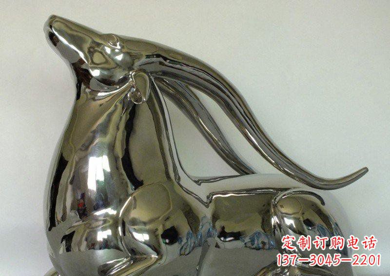 贵州中领雕塑定制公园装饰不锈钢羚羊雕塑