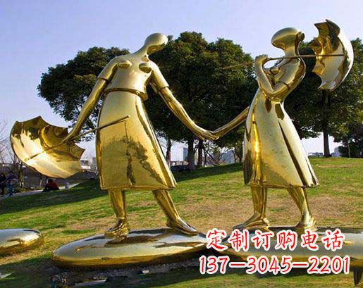 贵州长伴相守，情缘两生——不锈钢抽象情侣雕塑